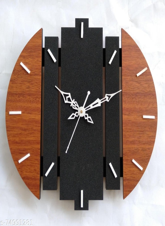 Unique Craft Unique Sports Craft 3D Wooden Antique Design Wall Clock for Living Room, Bedroom Wall, Home and Office, Black, MD_UNQ-013 - Image 1